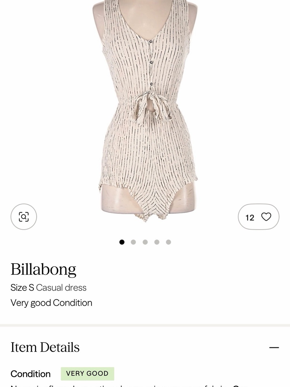 Billabong Cream Striped Romper